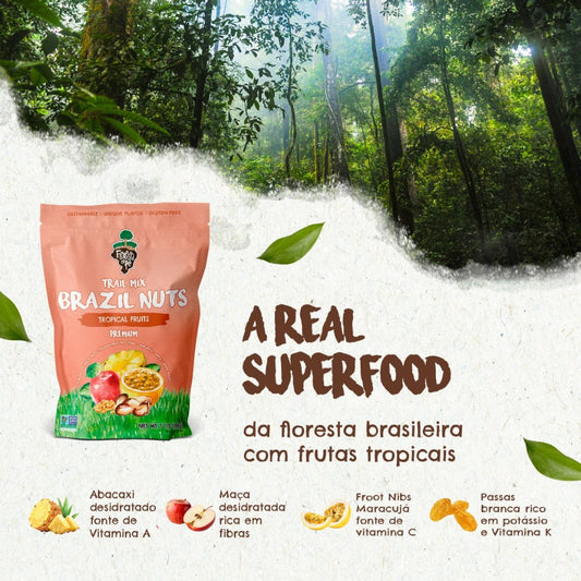 Trail Mix Tropical | Castanha, Maçã, Maracujá, Abacaxi e Uva-Passa | 198g